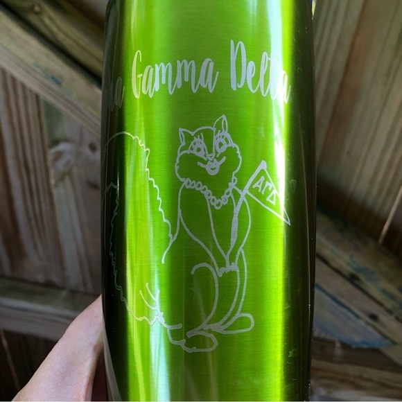 Alpha Gamma Delta Sorority Green Stainless 20oz Travel Tumbler with Sliding Lid - Picture 2 of 9